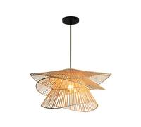 CHUNGYANG Lampe À Suspension Lanterne en Bambou Tissage De Plafonnier en Bois Naturel Lampes Suspendues Modernes Et Simples À Base E27 Lustre en Osier en Rotin avec Cordon Réglable De 47,2 Pouces
