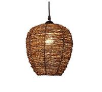 CHUNGYANG Lampe À Suspension Tissée En Rotin, Luminaire En Bambou Tissé À La Main, Abat-jour, Base E27, Luminaire De Plafond Réglable, Lustre Suspendu En Rotin En Osier Pour Îlot De Table À Manger, Ba