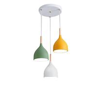 CHUNGYANG Luminaires Suspendus De Conception Nordique, Lampes Suspendues À Trois Têtes E27, Lustre en Métal De Couleur Macaron, Lanterne De Suspension De Plafond D'îlot De Cuisine Simple Et Moderne
