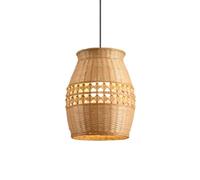 CHUNGYANG Suspension De Style Bohème Champêtre Pour Restaurant, Avec Cordon De Suspension Ajustable Et Abat-jour En Bambou Naturel. Lustre Tissé À La Main Pour Salle À Manger, Entrée Ou Salon De Thé