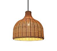 CHUNGYANG Suspension En Rotin Naturel À Base E27, Suspension En Bambou Moderne Boho, Lustre En Osier Tissé À La Main, Suspension En Panier Naturel De Campagne Rustique Pour Îlot De Cuisine, Restaurant