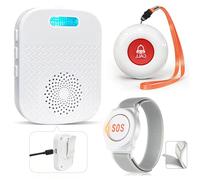 ChunHee Bouton d'appel d'urgence pour Personnes âgées, Bracelet d'appel d'urgence, Rechargeable, Alarme SOS, pour Homme âgé, Patient (1*récepteur + 1*Bouton +1*Montre)
