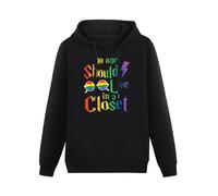 CHUNJI No One Should Live in A Closet LGBT Q Gay Pride Proud All Mens Unisex Hoodie Graphic Print Black Shirt XL