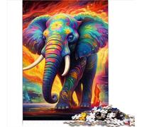 Chunky Puzzle 1000 Pieces Puzzle Toys Psychedelic Elephant Wood Puzzle Adult Puzzle Game Home Art Decor Educational Games for Adults and Kids 1000pcs（50x75cm）