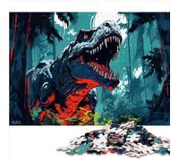 Chunky Puzzle Dinosaurs in The Jungle 1000 Adult Pieces Jigsaw Puzzle 100% Recycled Cardboard Adult Puzzle Game Home Art Decor Educational Puzzle 1000pcs(26x38cm)