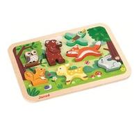 Janod - Chunky Puzzle en Bois Animaux de la Foret - 7 pièces - Développement Motricité Fine et Concentration - Dès 18 Mois, J07023