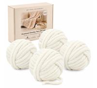 Chunky Yarn Coffret cadeau 1 kg blanc crème 4 x 250 g/108 m de laine | 100 % polyester, fil XXL de 2 cm pour tricot à la main et tricot de bras pour couverture, coussin, décoration scandinave