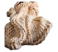 Chunky Yarn Diy Douce Moelleuse, 250g de fils super doux bricolage bras volumineux roving couverture tricot grossière chevreuil à la main coiffe couture(Beige)