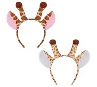 CHUNLINLAODA 2 Pièces Serre-tête Girafe, Bandeau Girafe avec Oreilles, Serre-Têtes d'Animaux, pour Costume d'Animal Cosplay Anniversaire Halloween Déguisements Fête (A)