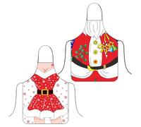 CHUNLINLAODA 2PCS Tablier rouge de Noël Sexy Tablier Rouge de Père Noël Femme,Tablier de Cuisine de Noël,tablier de décoration de Noël pour cuisine, fête, artisanat, pâtisserie, cadeau (Rouge 1)