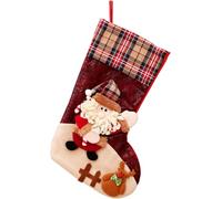 CHUNLINLAODA Chaussettes de Noël à Suspendre Set de 1 Grandes 47cmBas à Suspendre pour cheminée Arbre de Noël Gift Bag Candy Chocolat Pouch Bag with Buffalo Plaid père Noë (A)