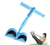 CHUNLINLAODA Corde de Tension multifonctionnelle 4 Tubes Élastique Fitness avec Pédales Poignées Élastique Sit Up Pull Corde Équipement d'entraînement pour Jambes Bras Jambes Minceur (Bleu)