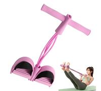 CHUNLINLAODA Corde de Tension multifonctionnelle 4 Tubes Élastique Fitness avec Pédales Poignées Élastique Sit Up Pull Corde Équipement d'entraînement pour Jambes Bras Jambes Minceur (Rose)