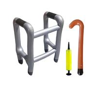 CHUNLINLAODA-Déambulateur Gonflable et Canne Gonflable Déambulateurs et béquilles gonflables Marcheur Gonflable Canne de Marche Gonflable Costume de Retraité Cadeau Amusant pour Cosplay (gris argenté)