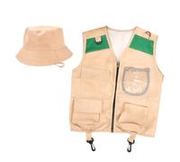 CHUNLINLAODA Kit d'exploration pour Enfants eux Explorateur Exterieur Aventurier Kit avec Gilet Chapeau équipement de Camping Jouet d'Exploration Cadeau pour Enfants Garçons Filles (A)