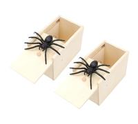 CHUNLINLAODA Lot de 2 Boite Araignée Farce Spider Prank Box Farce et Attrape Adulte Boîtes à Jouets en Bois D'araignée Articles de Farces pour Halloween Noir Réaliste Boîtes Cadeaux Sautantes