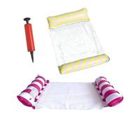 CHUNLINLAODA Lot de 2 hamac pour Matelas gonflables pour Piscine Pompe à air Manuelle Adultes et Enfants hamac à Eau Motif rayé hamac Flottant Pool Party Vacances à la Plage (Rose+Jaune)