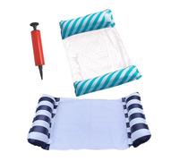 CHUNLINLAODA Lot de 2 hamac pour Matelas gonflables pour Piscine Pompe à air Manuelle Adultes et Enfants hamac à Eau Motif rayé hamac Flottant Pool Party Vacances à la Plage (Bleu foncé+Bleu Clair)