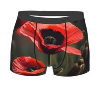 CHUNMINW Boxer amusant pour homme avec imprimé coquelicot rouge, noir, XX-Large