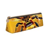 CHUNMINW Honey-Bee Trousse à crayons triangulaire minimaliste en cuir avec impression complète pour voyage et travail