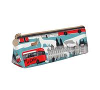 CHUNMINW I Like London Trousse à crayons triangulaire en cuir imprimé minimaliste avec impression complète pour voyage et affaires, blanc, taglia Unica, design élégant, Blanc, Taglia Unica, Design
