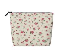 CHUNMINW Jolie trousse de maquillage pour femme avec fermeture éclair et imprimé cerise rouge, noir, One Size