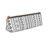CHUNMINW Trousse à crayons triangulaire bohème minimaliste en cuir avec impression complète pour voyage et travail, Blanc, One Size, Élégant