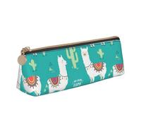 CHUNMINW Trousse à crayons triangulaire minimaliste en cuir avec imprimé alpaga indien avec impression complète pour le voyage et le travail, Blanc, One Size, Élégant