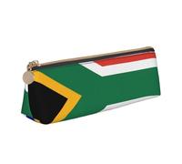 CHUNMINW Trousse à crayons triangulaire minimaliste en cuir avec imprimé drapeau de l'Afrique du Sud avec impression complète pour voyage et travail