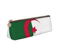 CHUNMINW Trousse à crayons triangulaire minimaliste en cuir avec imprimé drapeau de l'Algérie avec impression complète pour voyage travail