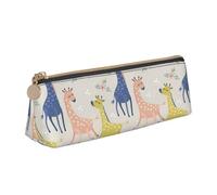 CHUNMINW Trousse à crayons triangulaire minimaliste en cuir avec imprimé girafe mignon avec impression complète pour voyage travail, Blanc, One Size, Élégant