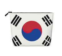CHUNMINW Trousse de toilette étanche avec motif drapeau de la République de Corée pour femme, fermeture éclair, trousse de maquillage de voyage, noir, One Size