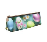CHUNMINW Trousse en cuir triangulaire minimaliste à imprimé Happy Easter Holiday Organisateur de cosmétiques avec impression complète pour les voyages et le travail, Blanc, Taglia Unica, Design