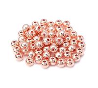 Chunney Lot de 50 perles intercalaires lisses pour la fabrication de bijoux, boucles d'oreilles, bracelets, perles en métal (or rose)