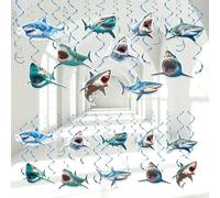 CHUNNIN Lot de 60 serpentins de plafond à suspendre sur le thème des requins bleus sur le thème des requins réalistes