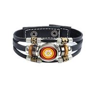 CHUNNUAN Bracelet cube mystérieux métatron sacré géométrique fleur de vie en verre avec bouton pression en cuir tressé pour femmes et hommes - Style 3