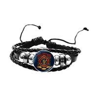 CHUNNUAN Bracelet de pompiers professionnels en cuir avec dôme en verre et bouton pression - Style 10