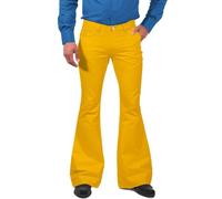 CHUNOTU Pantalon évasé pour homme décontracté avec bas cloche, pantalon chino classique, taille extensible, élégant et confortable, jaune, XL