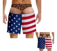CHUNOTU Short de bain pour homme Motif drapeau des États-Unis, bordeaux, L