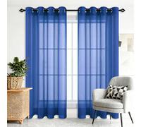 CHUNRONG Rideaux Voilages Oeillet 200 x 130 cm Transparen Lumineux Rideaux Transparents Décoration de Maison pour Fenetre Chambre Adulte, Bleu Foncé