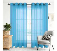 CHUNRONG Rideaux Voilages Oeillet 200 x 210 cm Transparen Lumineux Rideaux Transparents Décoration de Maison pour Fenetre Chambre Adulte, Bleu Ciel