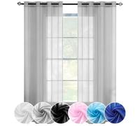 CHUNRONG Rideaux Voilages Oeillet 200 x 305 cm Transparent Lumineux Filtrer Rideaux à Oeillet Voilages Transparent Élégants Décoration de Maison Chambre Salon Fenêtre, Gris Clair