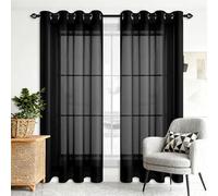 CHUNRONG Rideaux Voilages Oeillet 200 x 310 cm Transparen Lumineux Rideaux Transparents Décoration de Maison pour Fenetre Chambre Adulte, Noir