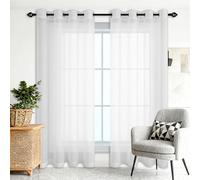 CHUNRONG Rideaux Voilages Oeillet 240 x 240 cm Transparen Lumineux Rideaux Transparents Décoration de Maison pour Fenetre Chambre Adulte, Blanc
