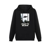 CHUNTUO I Want to Believe X-Files Poster Black Hoodie Graphic Mens Sweatshirts Unisex Hooded XXL
