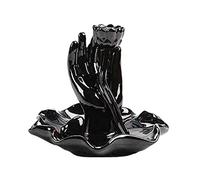 CHUNXVLI Brûleur D'Encens pour Yoga Décoration Brûleur D'encens À Contre-Courant en Céramique Cône Cascade Porte-encens Décor La Maison Encensoir Noir Fumée