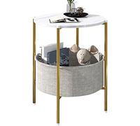 CHUNXVLI Table basse de salon moderne ronde table de chevet de rangement avec cadre en métal Petite table d'appoint avec espace de rangement pour la maison et le bureau