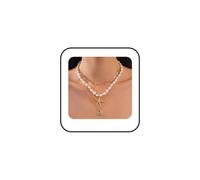 CHUOZI Collier en or superposé pour femme, étoile de mer, perle et fleur, chaîne de clavicule, réglable, empilable, bijoux tendance (doré 2), taille unique, Bois d'agar