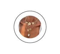 CHUOZI Collier en or superposé pour femme, étoile de mer, perle et fleur, chaîne de clavicule, réglable, empilable, bijoux tendance (doré 2), taille unique, Bois d'agar