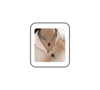 CHUOZI Ensemble collier et bracelet turquoise pour femme, collier vintage baroque avec pendentif en perles bohèmes, rouge, blanc, noir, irrégulier pour fête de plage, bijoux tendance (rouge), taille